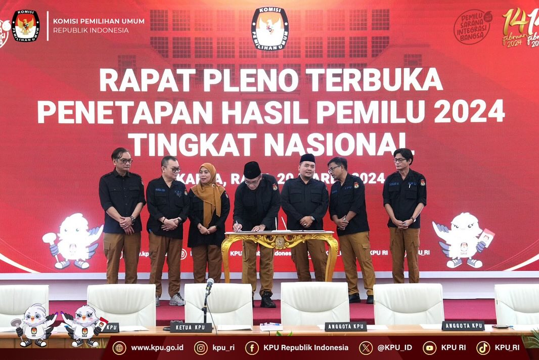 KPU Tetapkan Pasangan Prabowo-Gibran Sebagai Pemenang Pilpres 2024